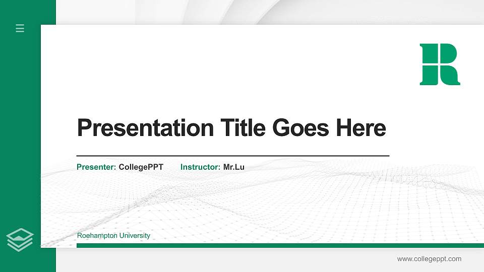 Roehampton University Thesis Proposal/Graduation Defense PPT Template16:9 ratio PPT effect preview image1