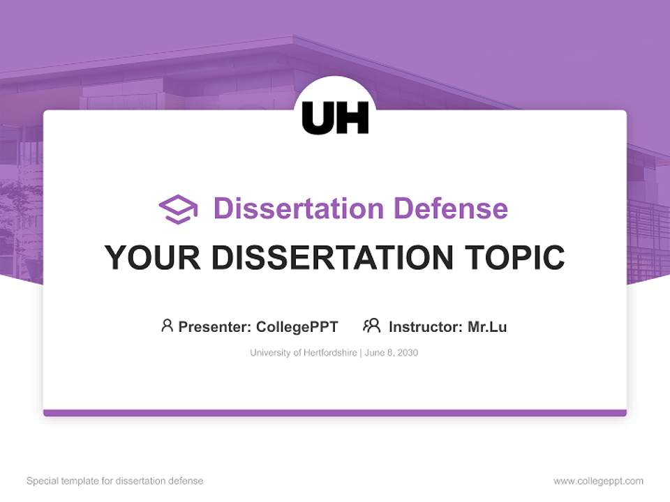University of Hertfordshire Graduation Thesis Defense PPT Template4:3 ratio PPT effect preview image7