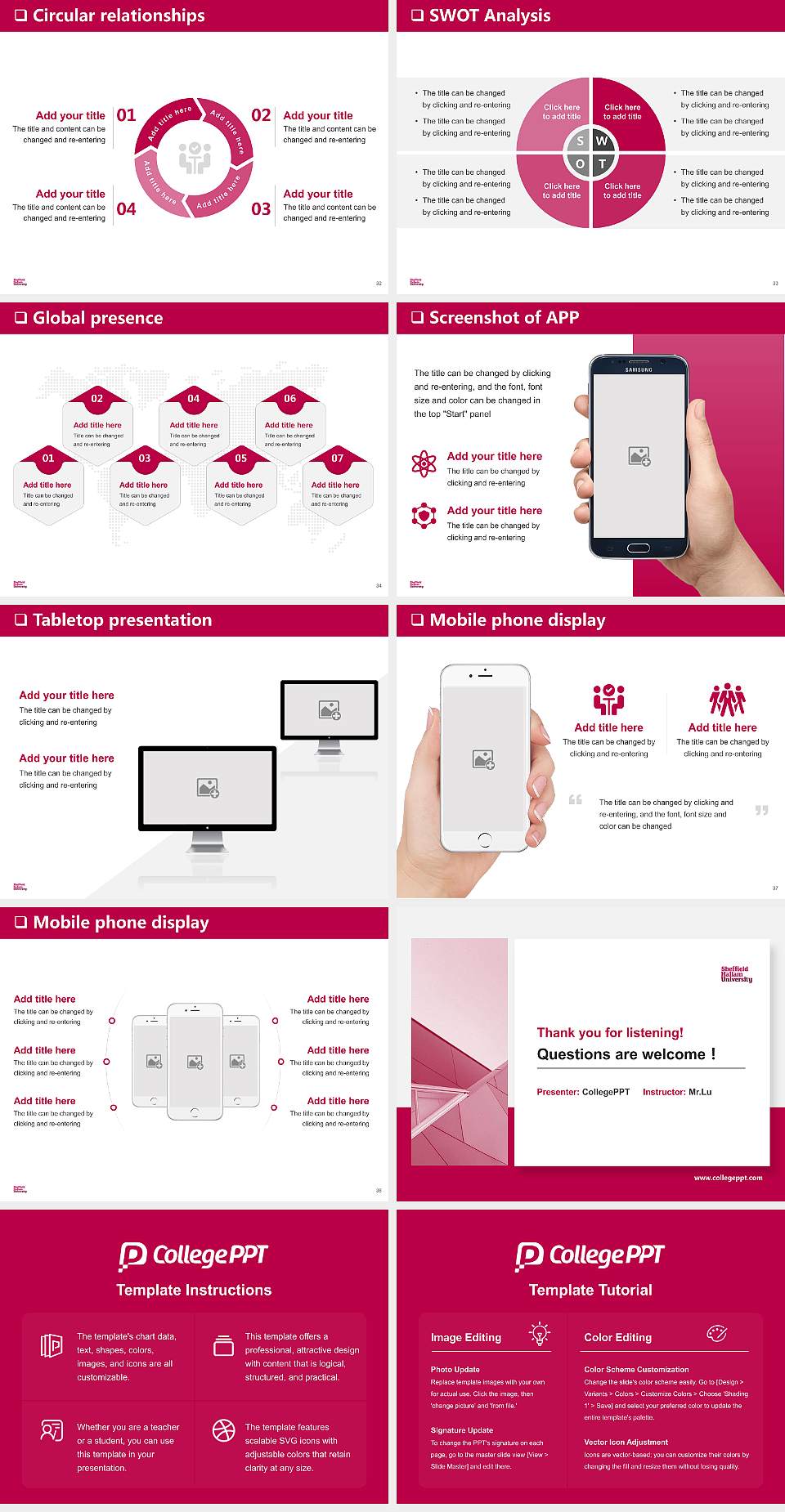 Sheffield Hallam University General Purpose PPT Template4:3 ratio PPT effect preview image5