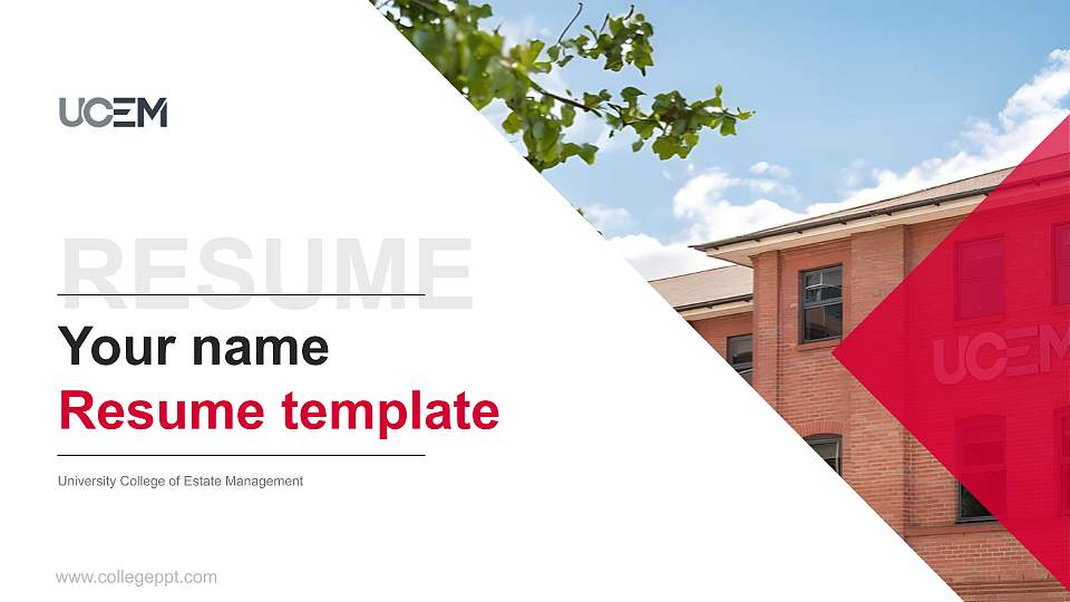 University College of Estate Management Resume PPT Template16:9 ratio PPT effect preview image