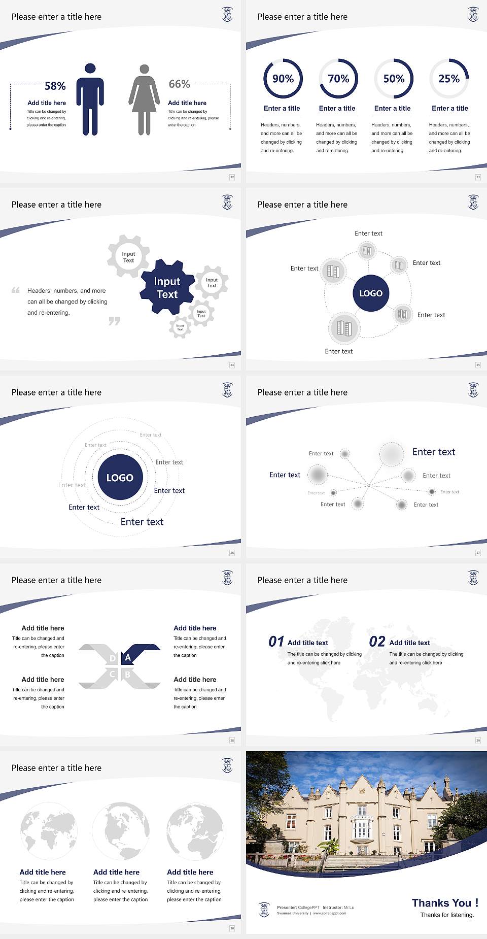 Swansea University Course/Courseware Creation PPT Template4:3 ratio PPT effect preview image4