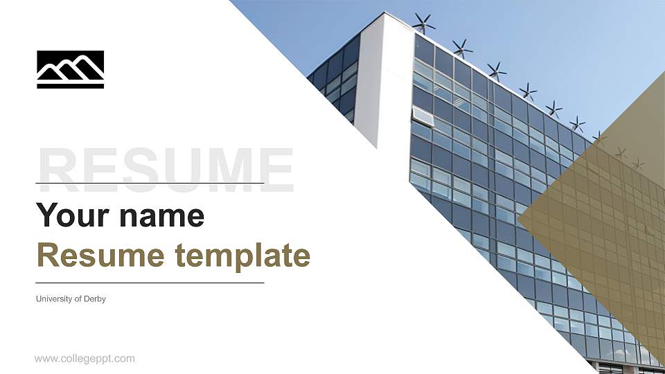 University of Derby Resume PPT Template16:9 ratio PPT effect preview image