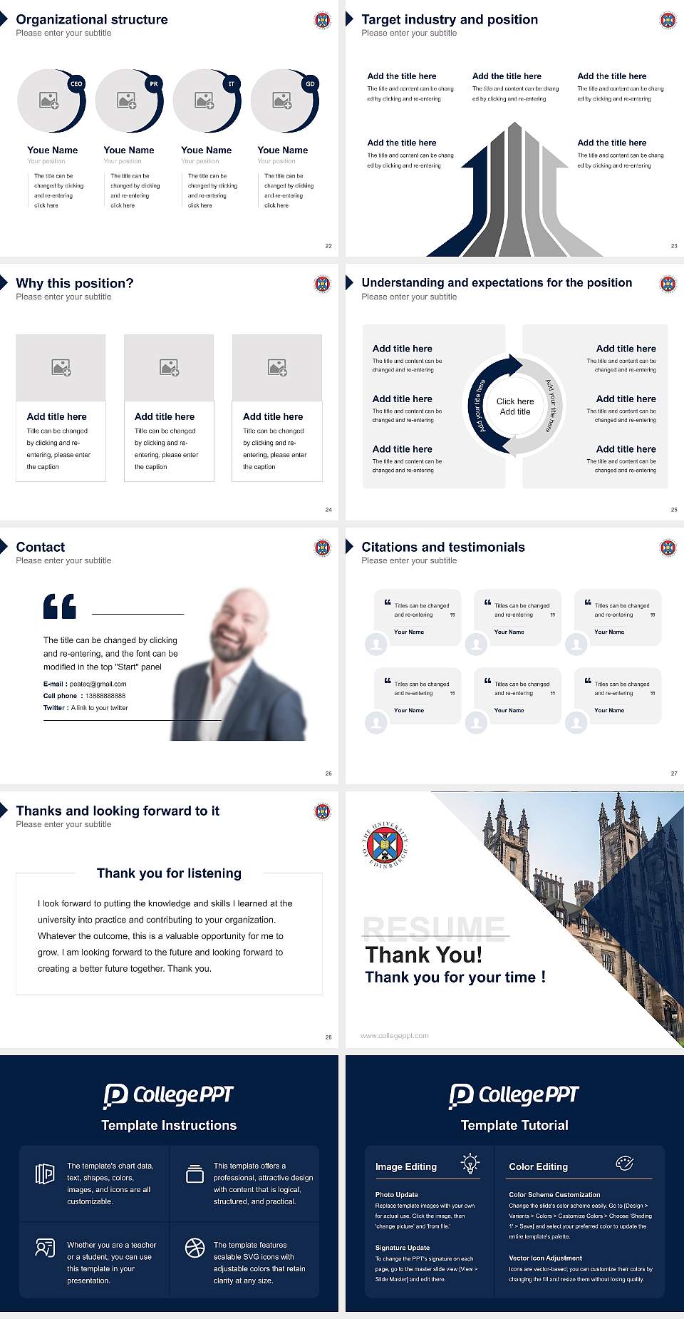 University of Edinburgh Resume PPT Template4:3 ratio PPT effect preview image4