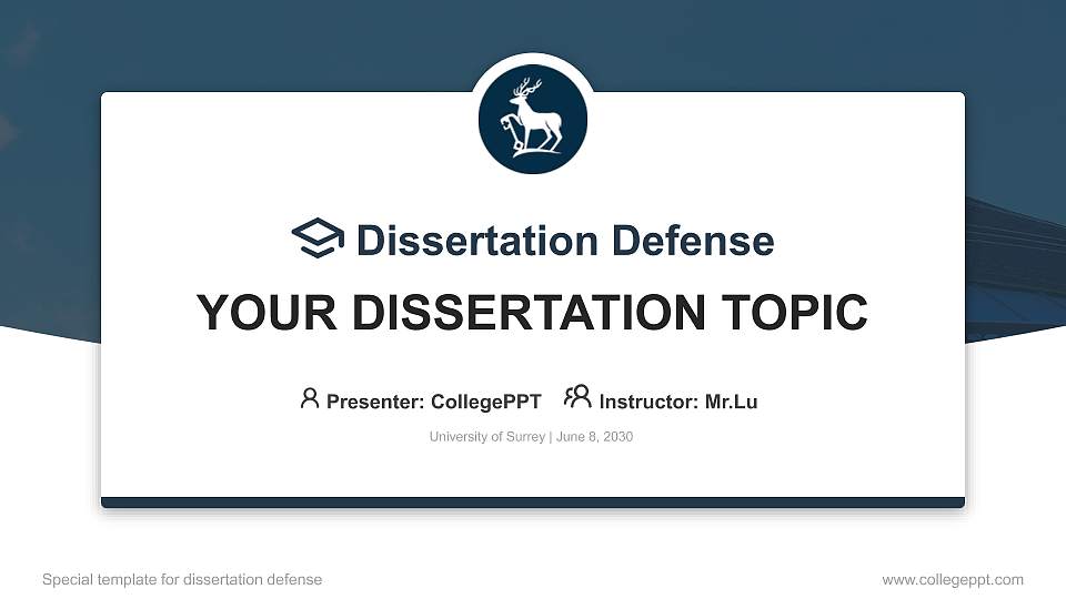 University of Surrey Graduation Thesis Defense PPT Template16:9 ratio PPT effect preview image