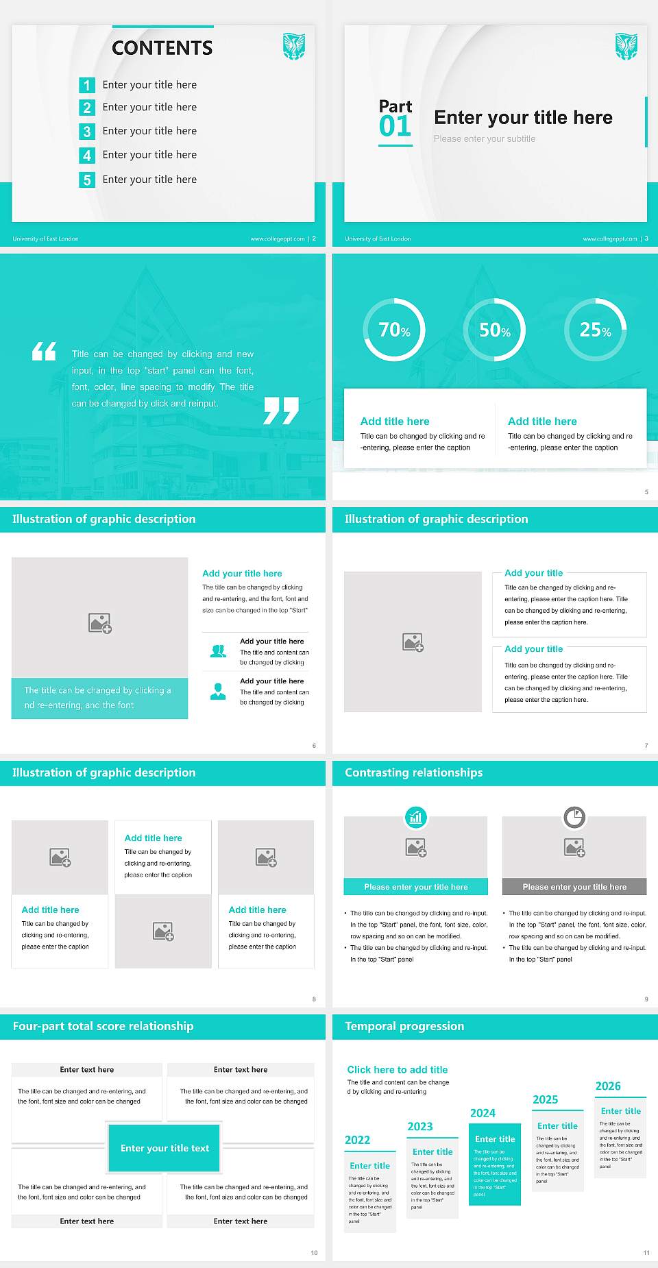 University of East London Thesis Proposal/Graduation Defense PPT Template4:3 ratio PPT effect preview image2