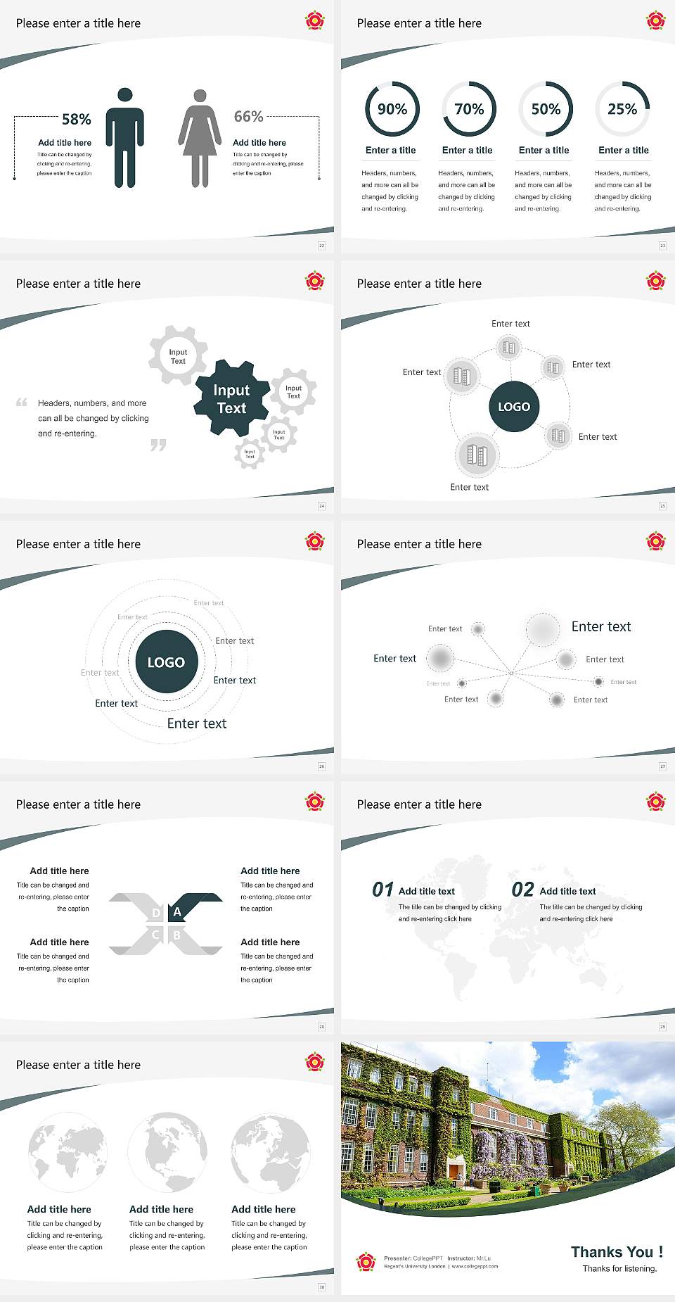 Regent’s University London Course/Courseware Creation PPT Template4:3 ratio PPT effect preview image4