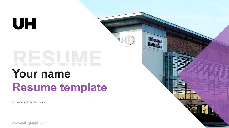 University of Hertfordshire Resume PPT Template16:9 ratio PPT effect preview image