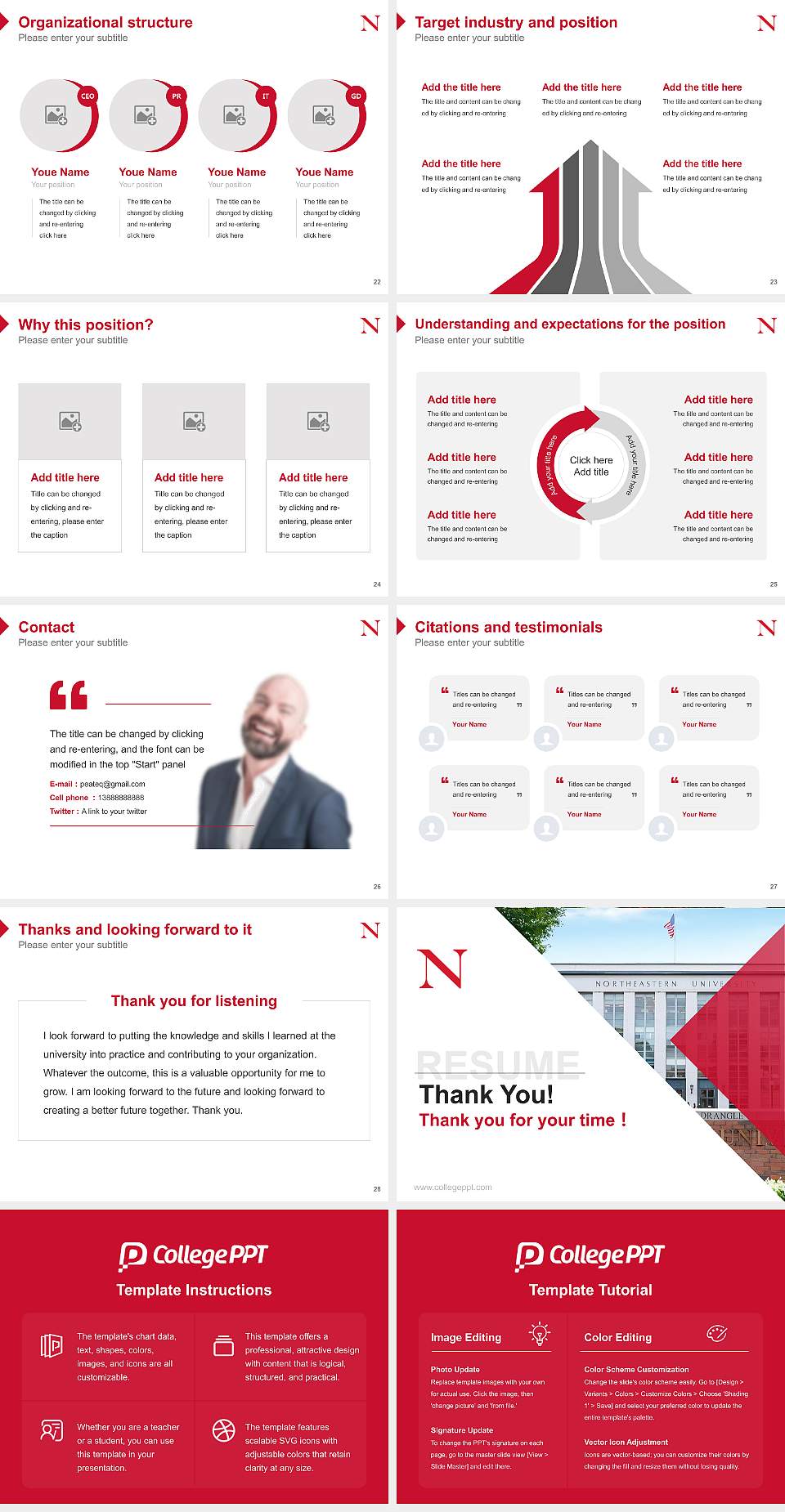 Northeastern University Resume PPT Template4:3 ratio PPT effect preview image4