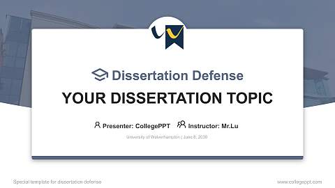 University of Wolverhampton Graduation Thesis Defense PPT Template