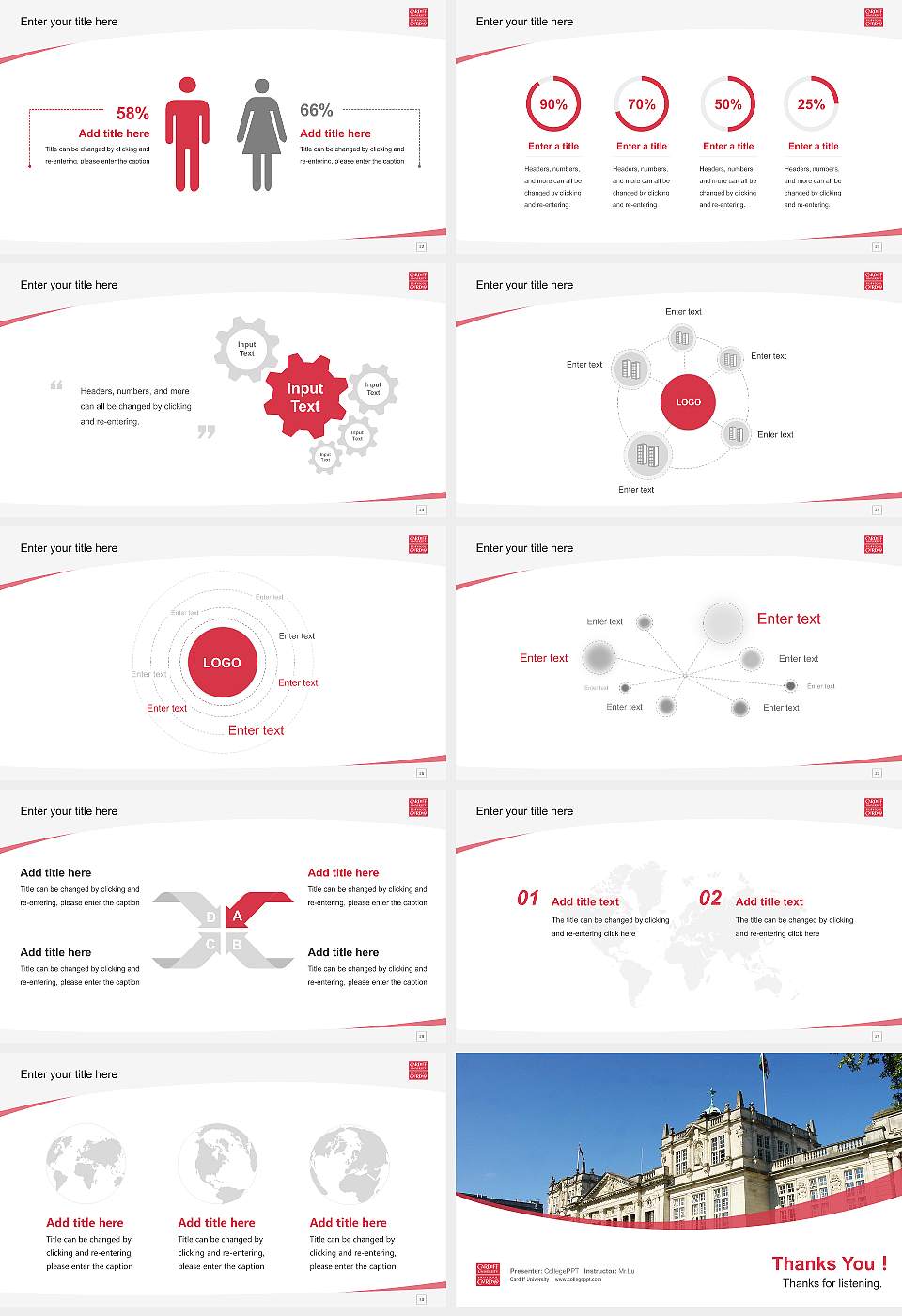 Cardiff University Course/Courseware Creation PPT Template16:9 ratio PPT effect preview image4