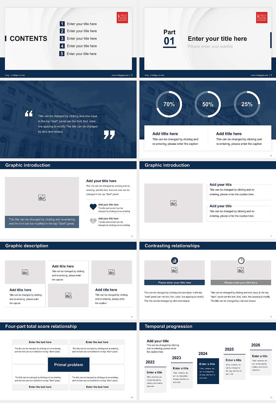 King’s College London Thesis Proposal/Graduation Defense PPT Template16:9 ratio PPT effect preview image2