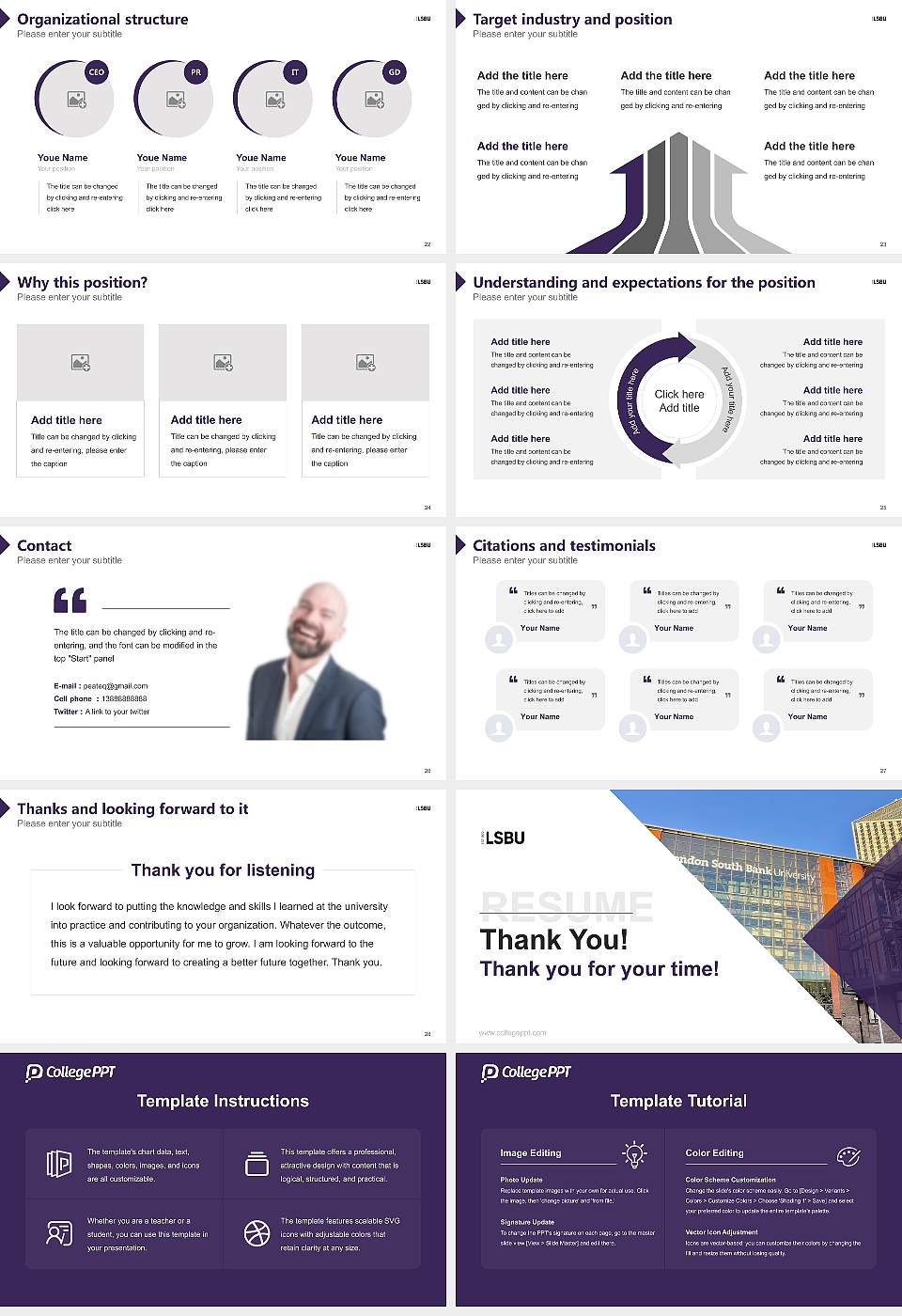 London South Bank University Resume PPT Template16:9 ratio PPT effect preview image4