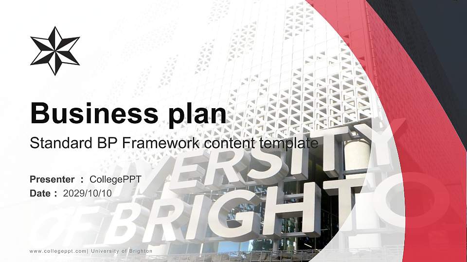 University of Brighton Competition/Entrepreneurship Contest PPT Template16:9 ratio PPT effect preview image1