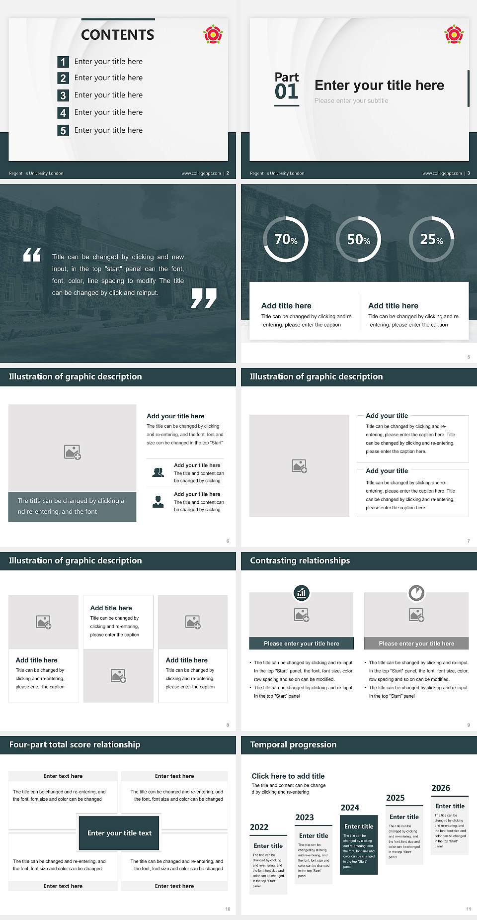 Regent’s University London Thesis Proposal/Graduation Defense PPT Template4:3 ratio PPT effect preview image2