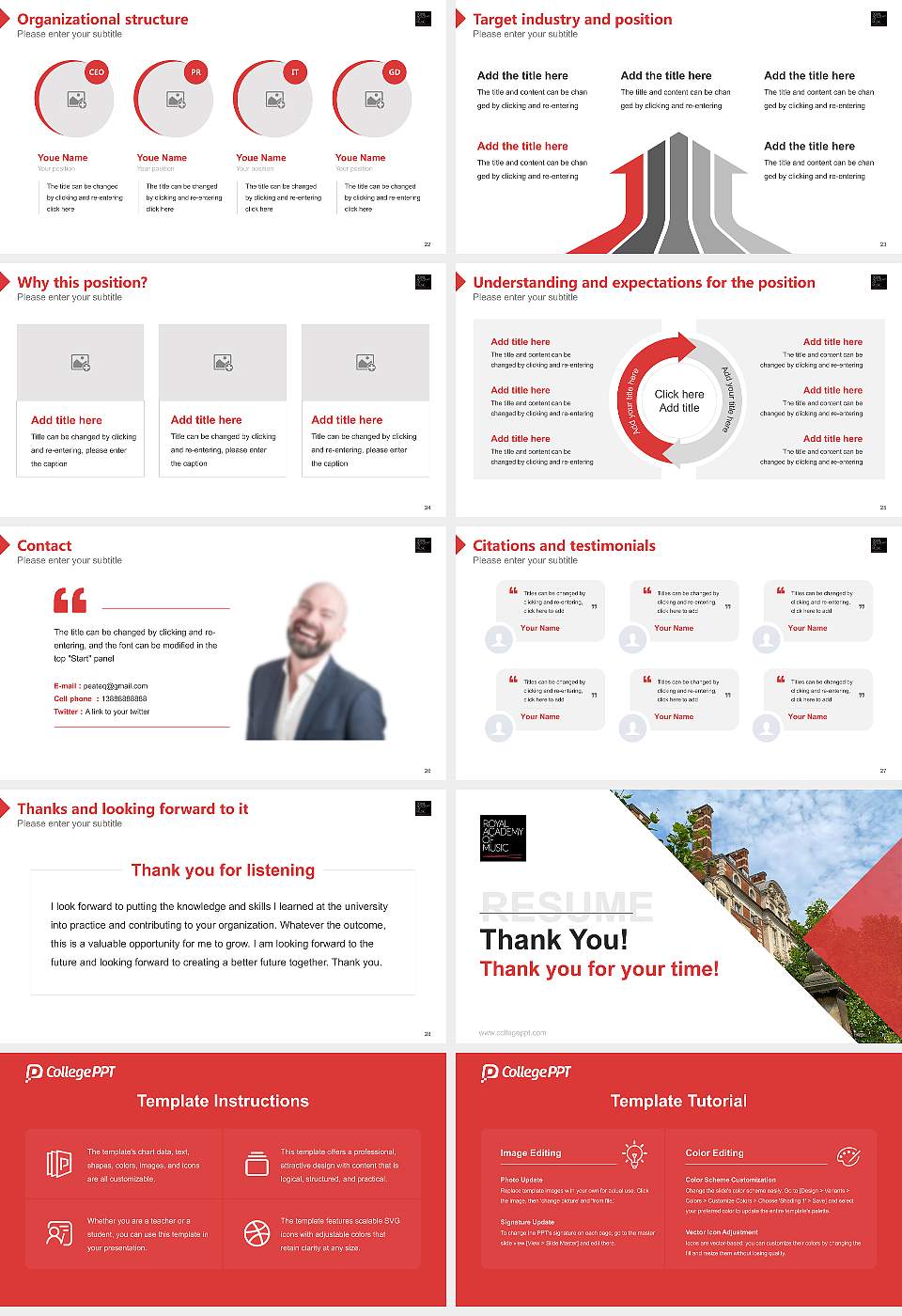 Royal Academy of Music Resume PPT Template16:9 ratio PPT effect preview image4