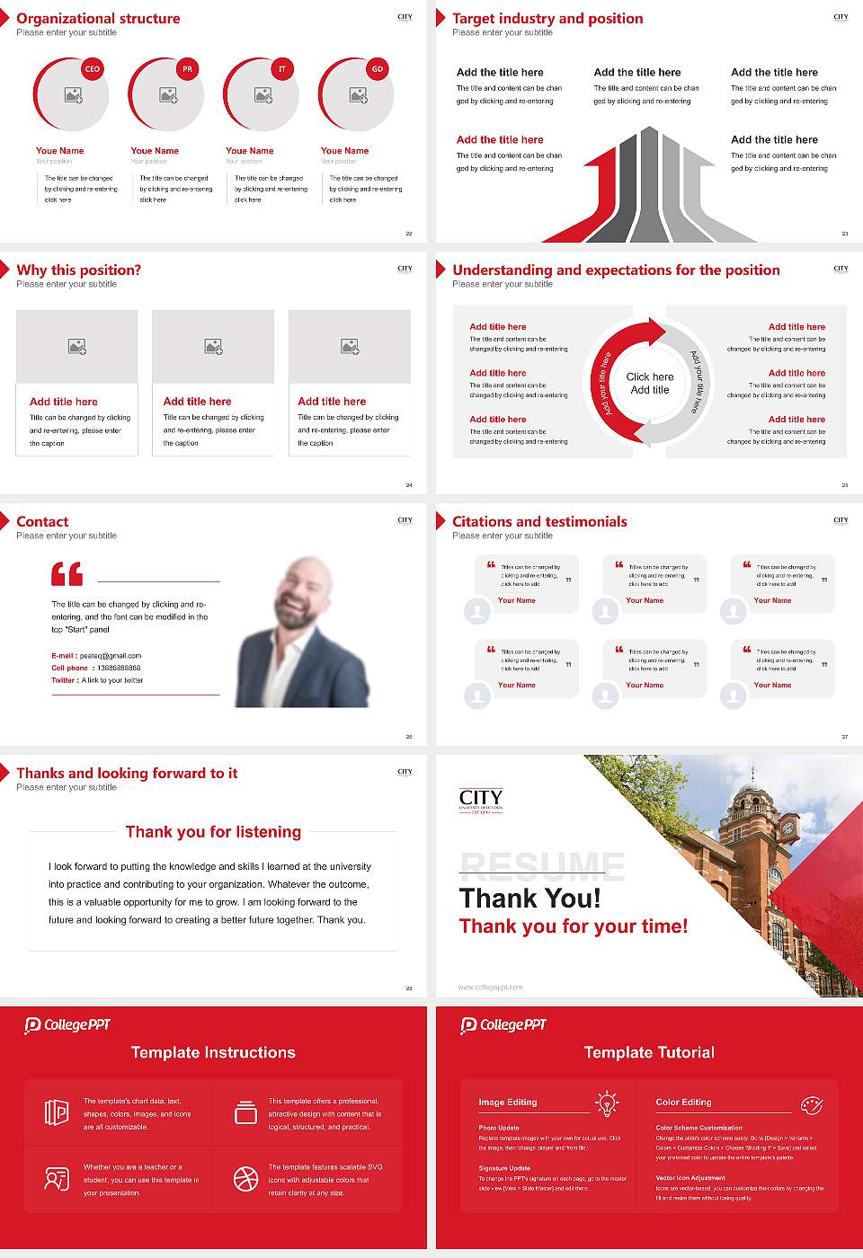 City, University of London Resume PPT Template16:9 ratio PPT effect preview image4