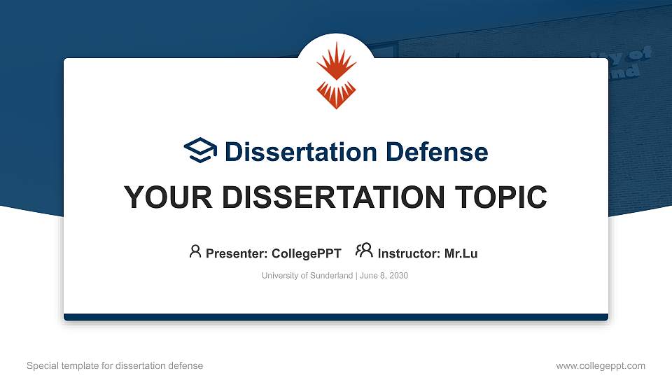 University of Sunderland Graduation Thesis Defense PPT Template16:9 ratio PPT effect preview image