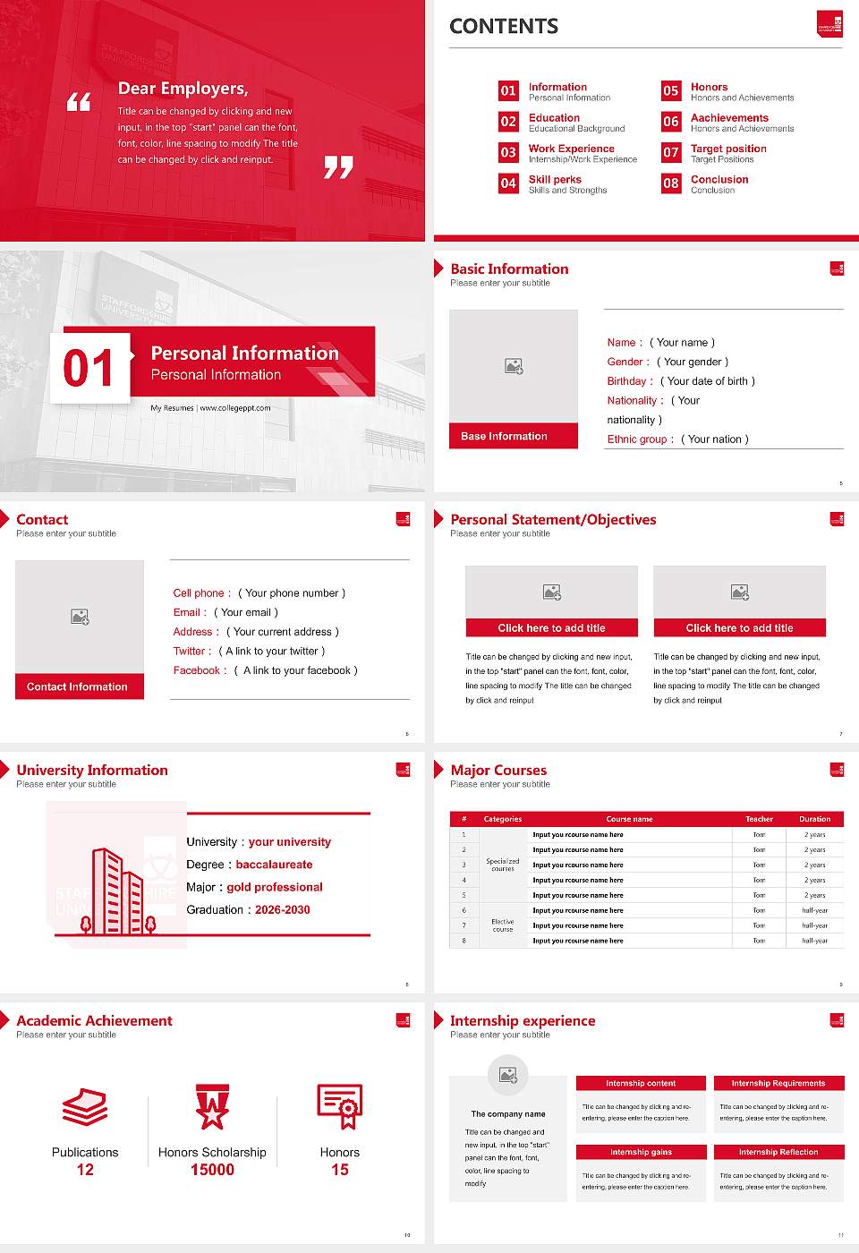 Staffordshire University Resume PPT Template16:9 ratio PPT effect preview image2