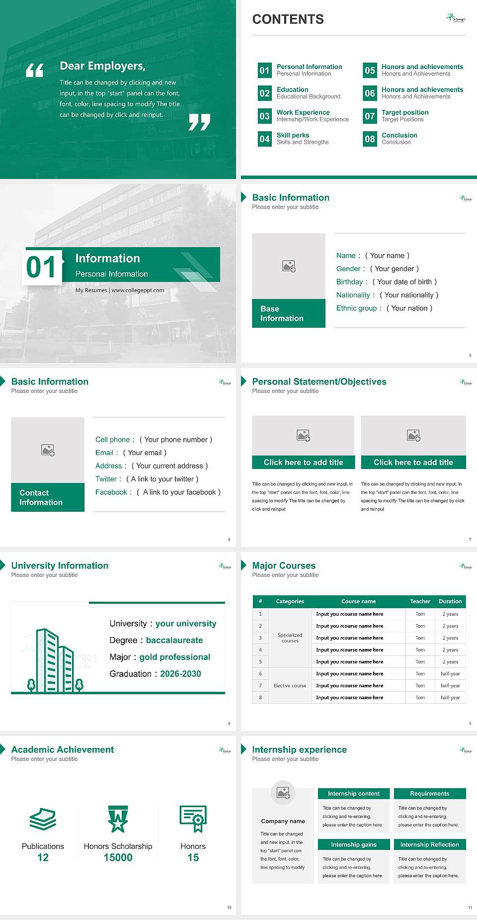 St George’s, University of London Resume PPT Template4:3 ratio PPT effect preview image2