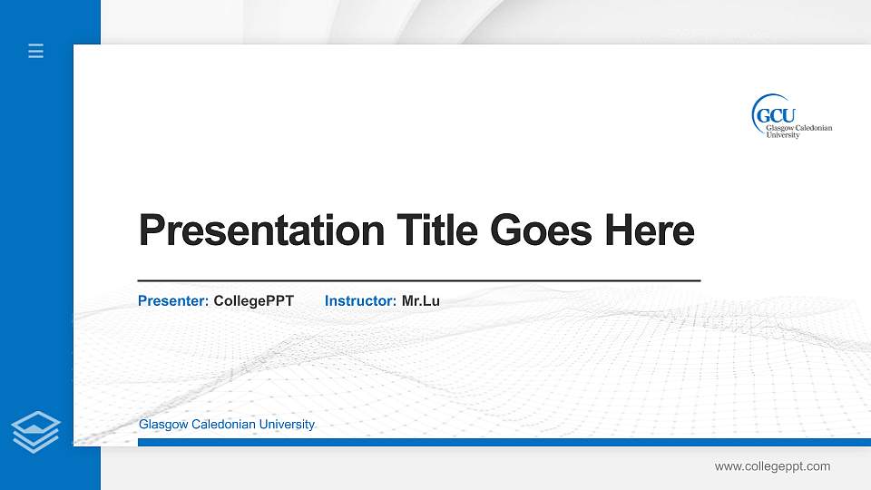 Glasgow Caledonian University Thesis Proposal/Graduation Defense PPT Template16:9 ratio PPT effect preview image