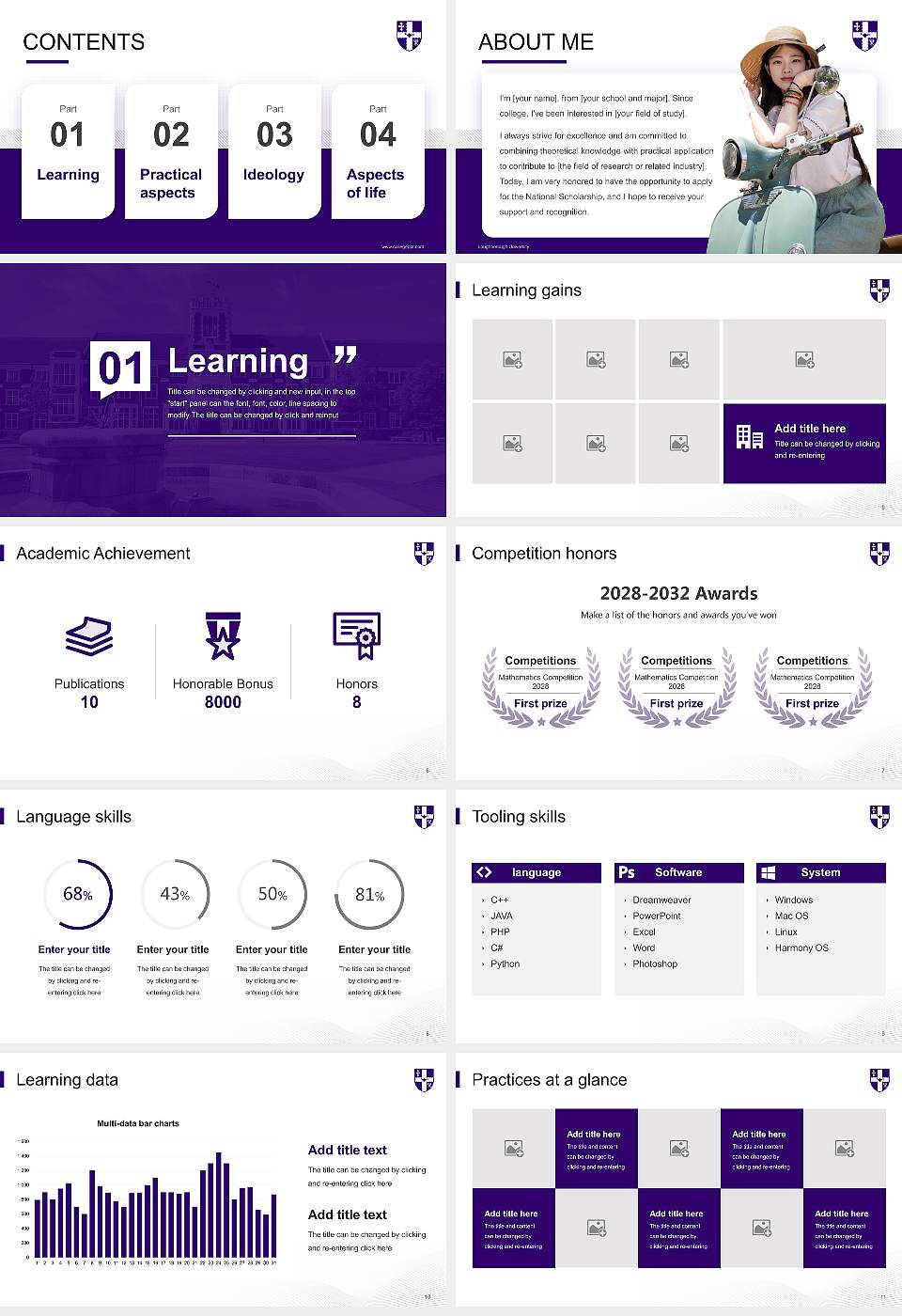 Loughborough University National Scholarship Defense PPT Template16:9 ratio PPT effect preview image2