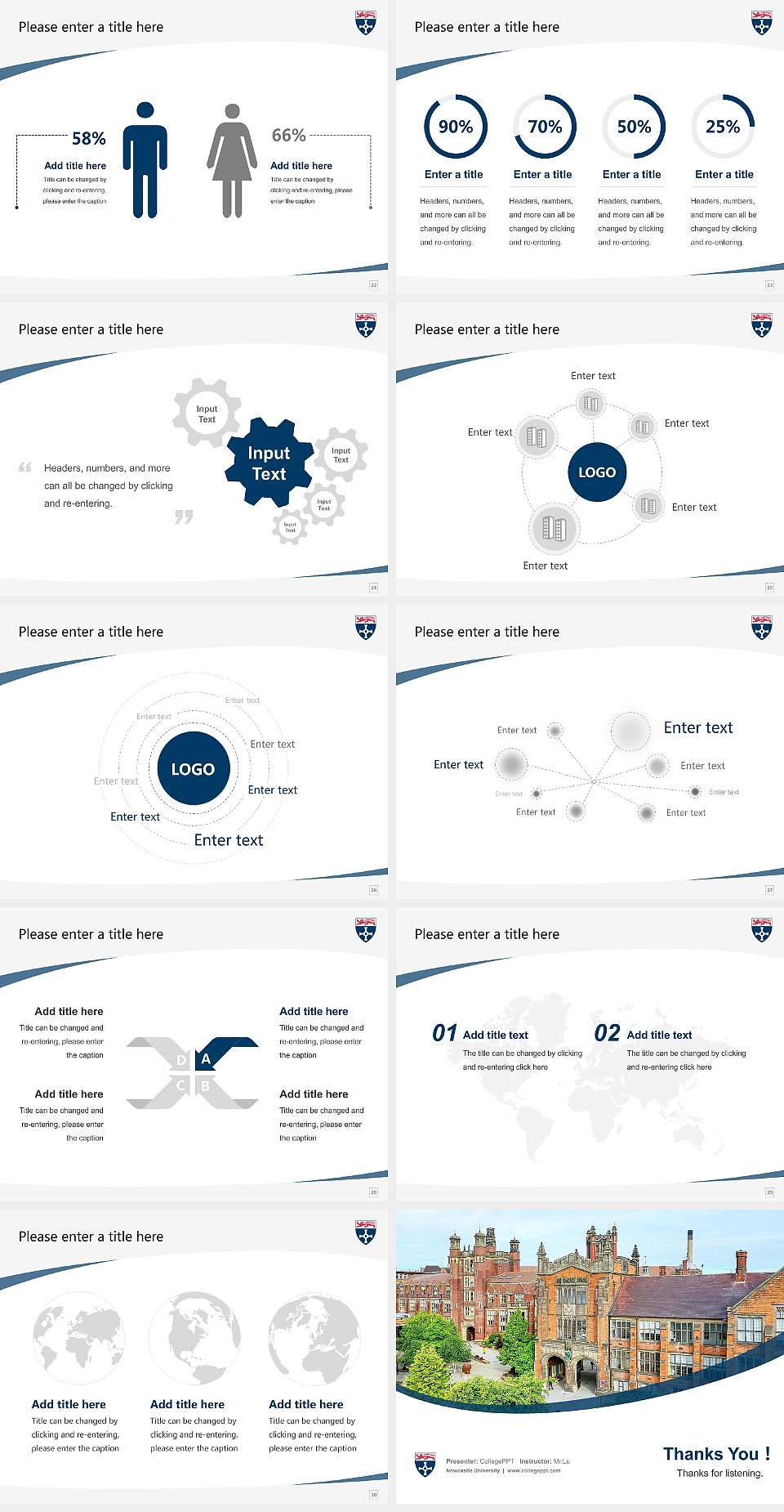 Newcastle University Course/Courseware Creation PPT Template4:3 ratio PPT effect preview image4