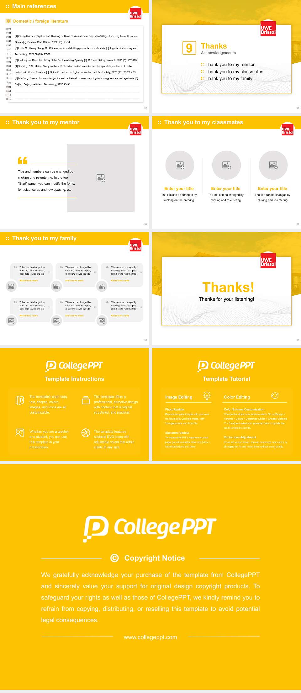 University of the West of England Graduation Thesis Defense PPT Template4:3 ratio PPT effect preview image7