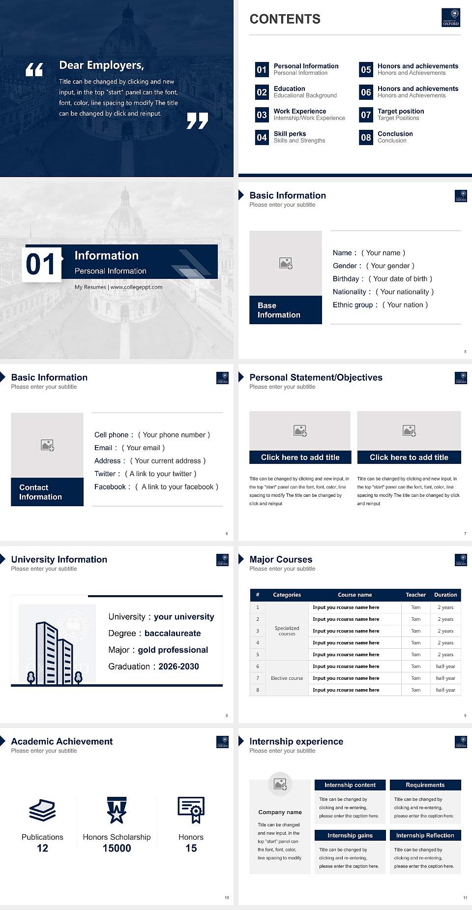 University of Oxford Resume PPT Template4:3 ratio PPT effect preview image2