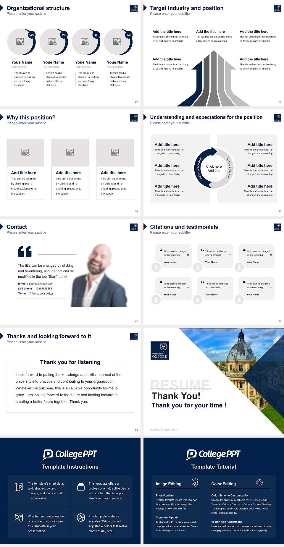 University of Oxford Resume PPT Template4:3 ratio PPT effect preview image4