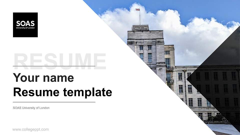 SOAS University of London Resume PPT Template16:9 ratio PPT effect preview image