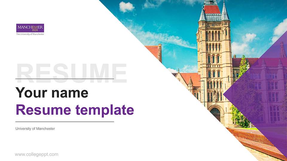 University of Manchester Resume PPT Template16:9 ratio PPT effect preview image