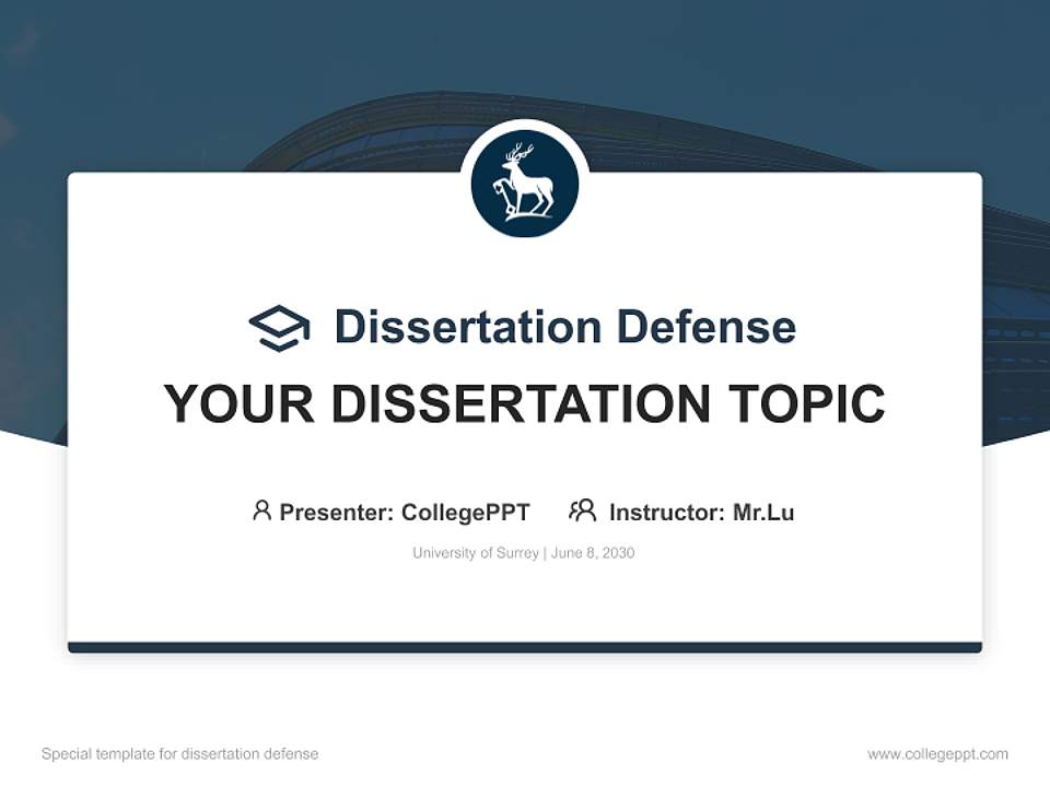 University of Surrey Graduation Thesis Defense PPT Template4:3 ratio PPT effect preview image7