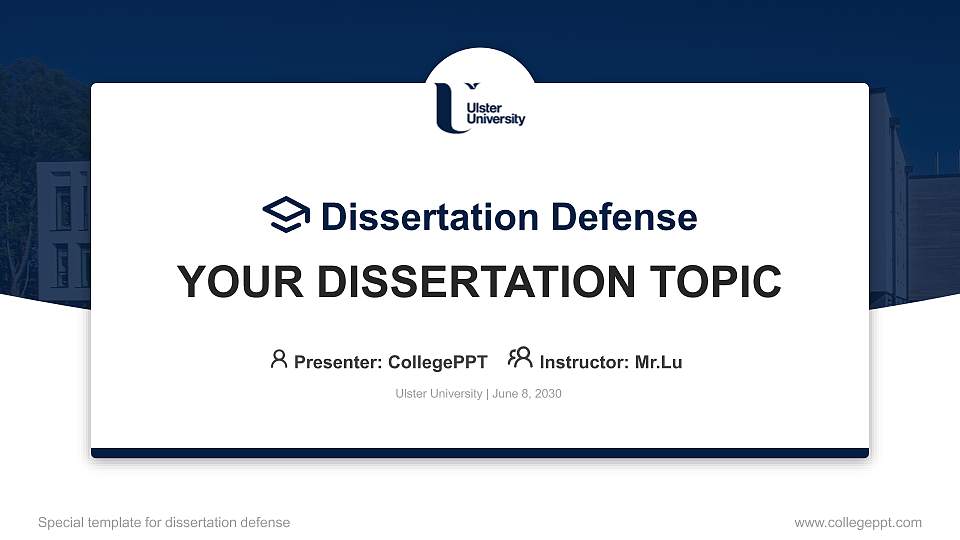 Ulster University Graduation Thesis Defense PPT Template16:9 ratio PPT effect preview image