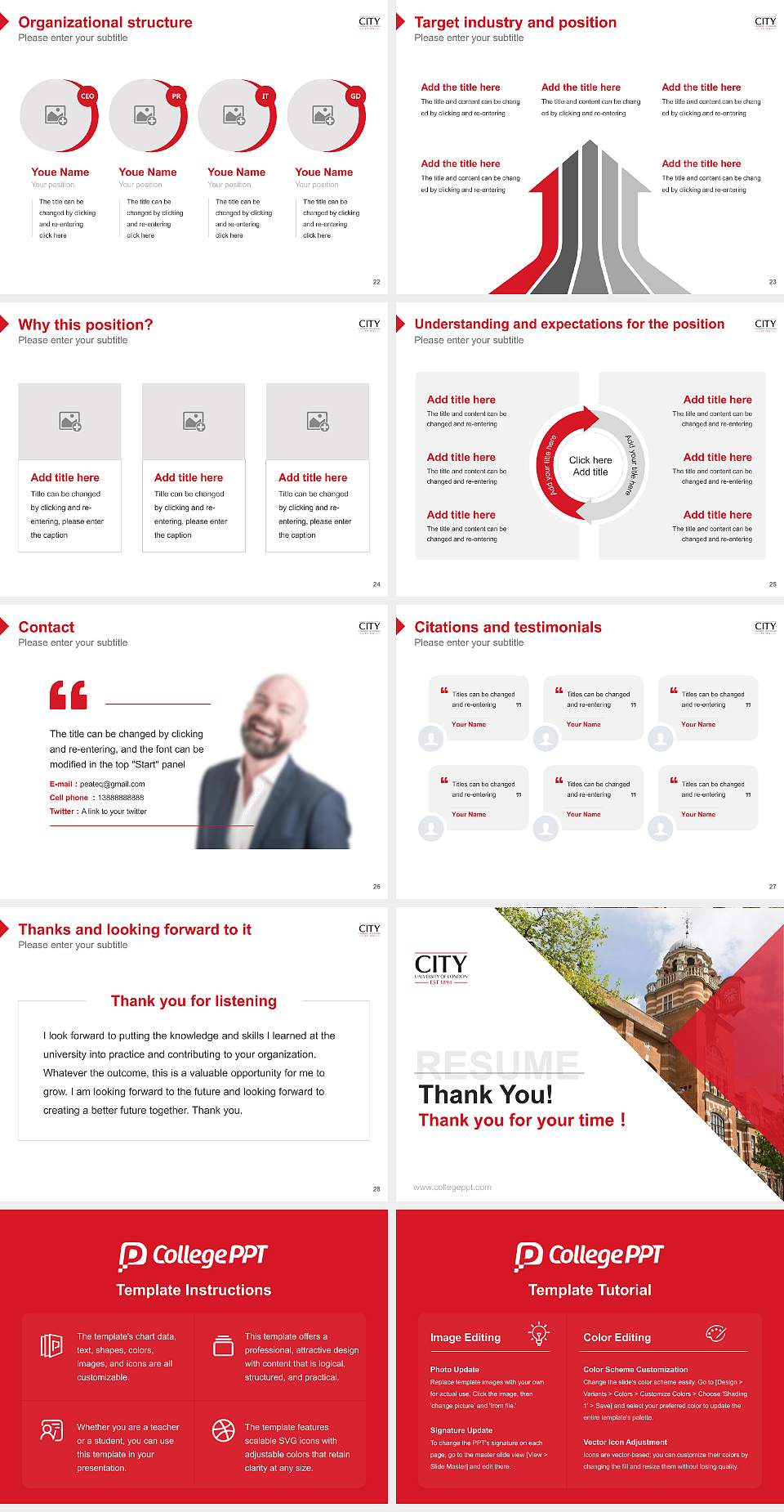City, University of London Resume PPT Template4:3 ratio PPT effect preview image4