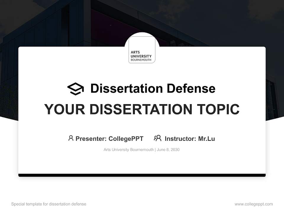 Arts University Bournemouth Graduation Thesis Defense PPT Template4:3 ratio PPT effect preview image7