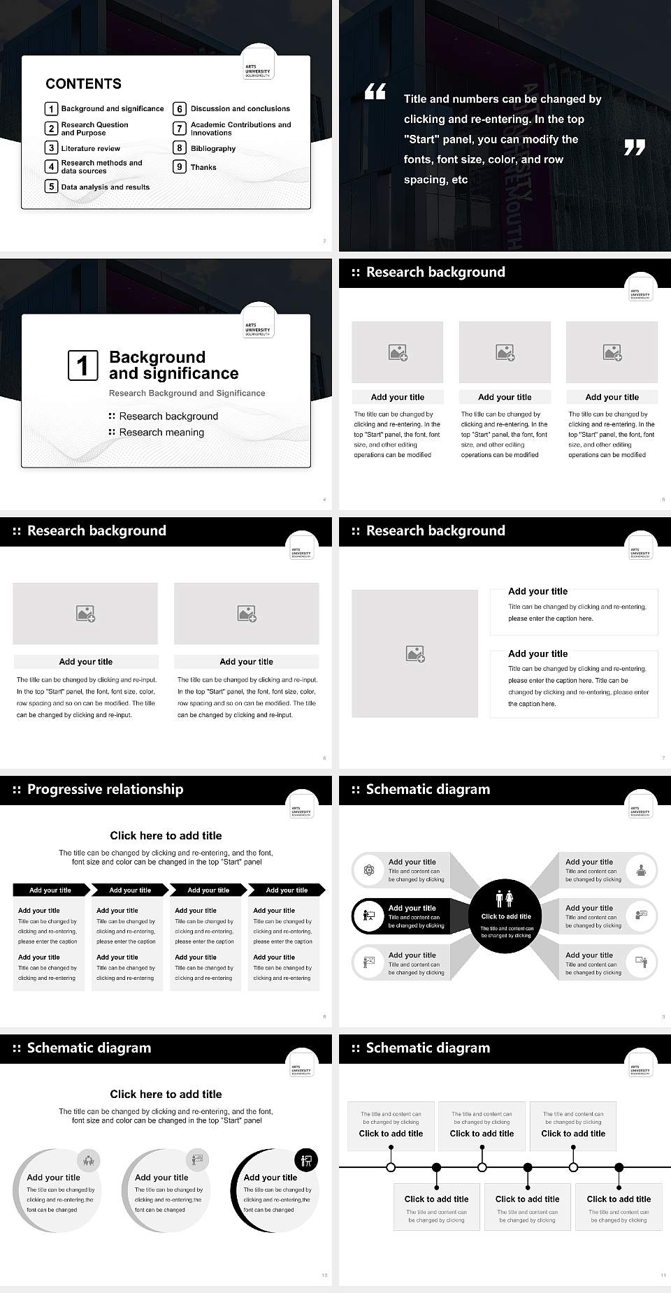 Arts University Bournemouth Graduation Thesis Defense PPT Template4:3 ratio PPT effect preview image2