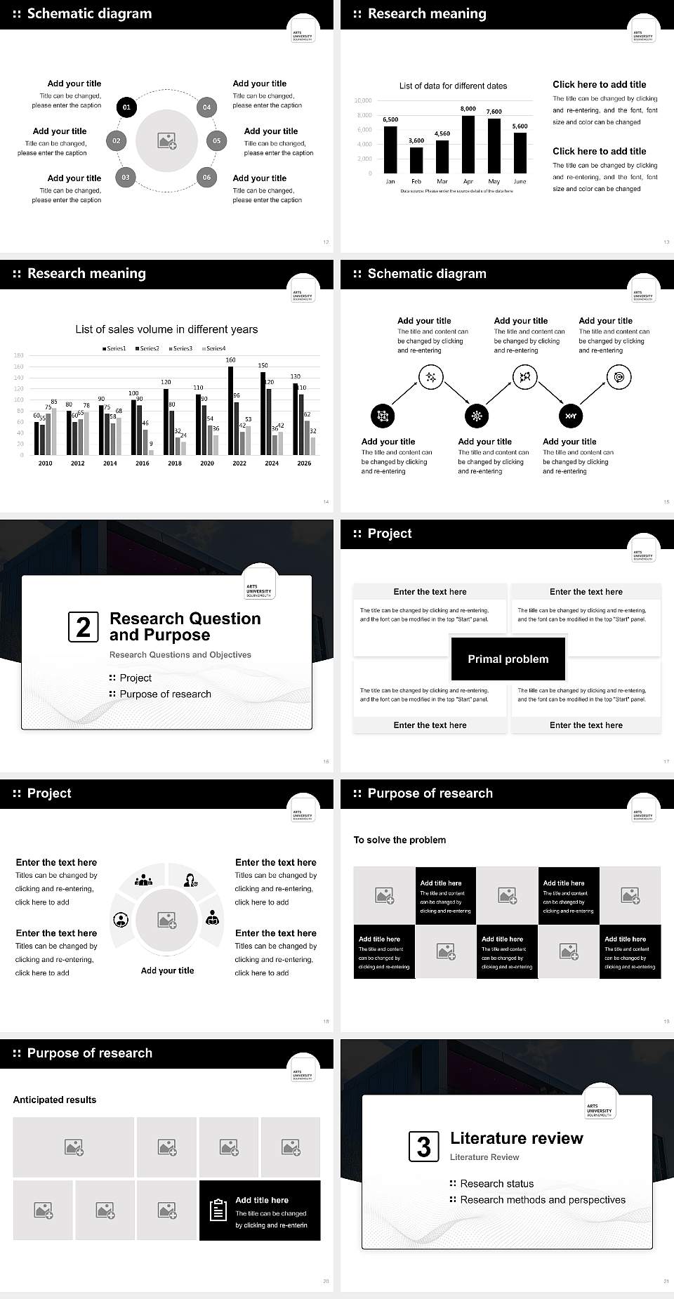 Arts University Bournemouth Graduation Thesis Defense PPT Template4:3 ratio PPT effect preview image3