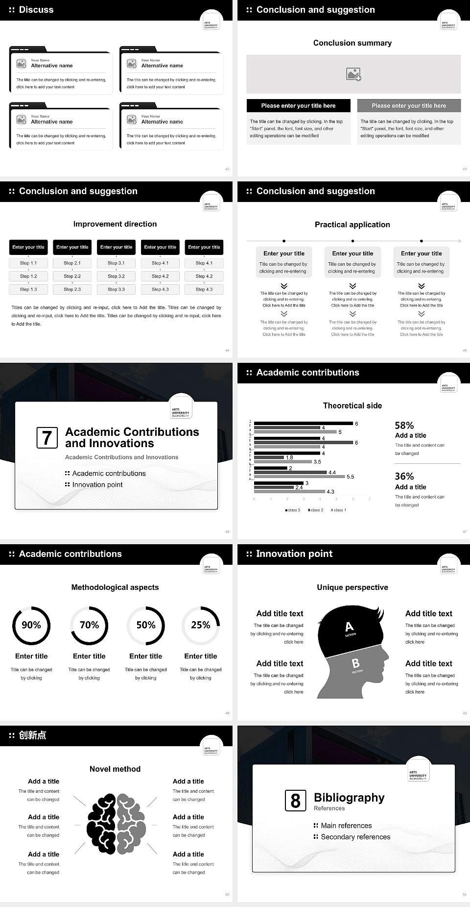 Arts University Bournemouth Graduation Thesis Defense PPT Template4:3 ratio PPT effect preview image6
