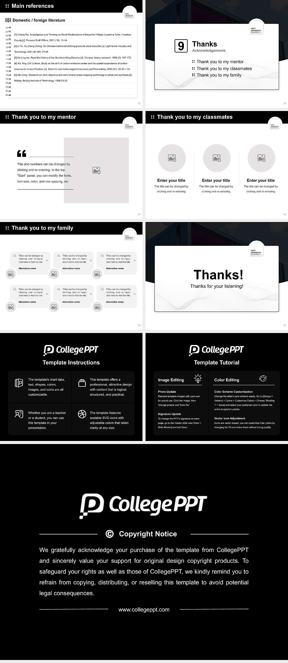 Arts University Bournemouth Graduation Thesis Defense PPT Template4:3 ratio PPT effect preview image7