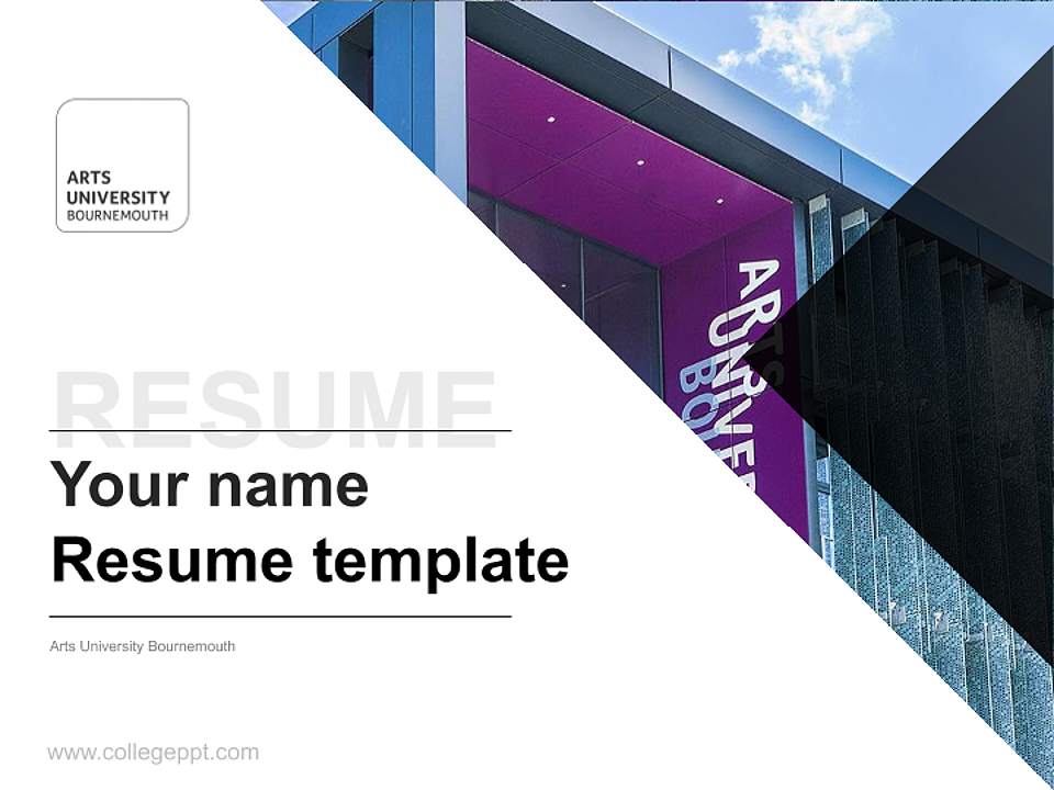 Arts University Bournemouth Resume PPT Template4:3 ratio PPT effect preview image5