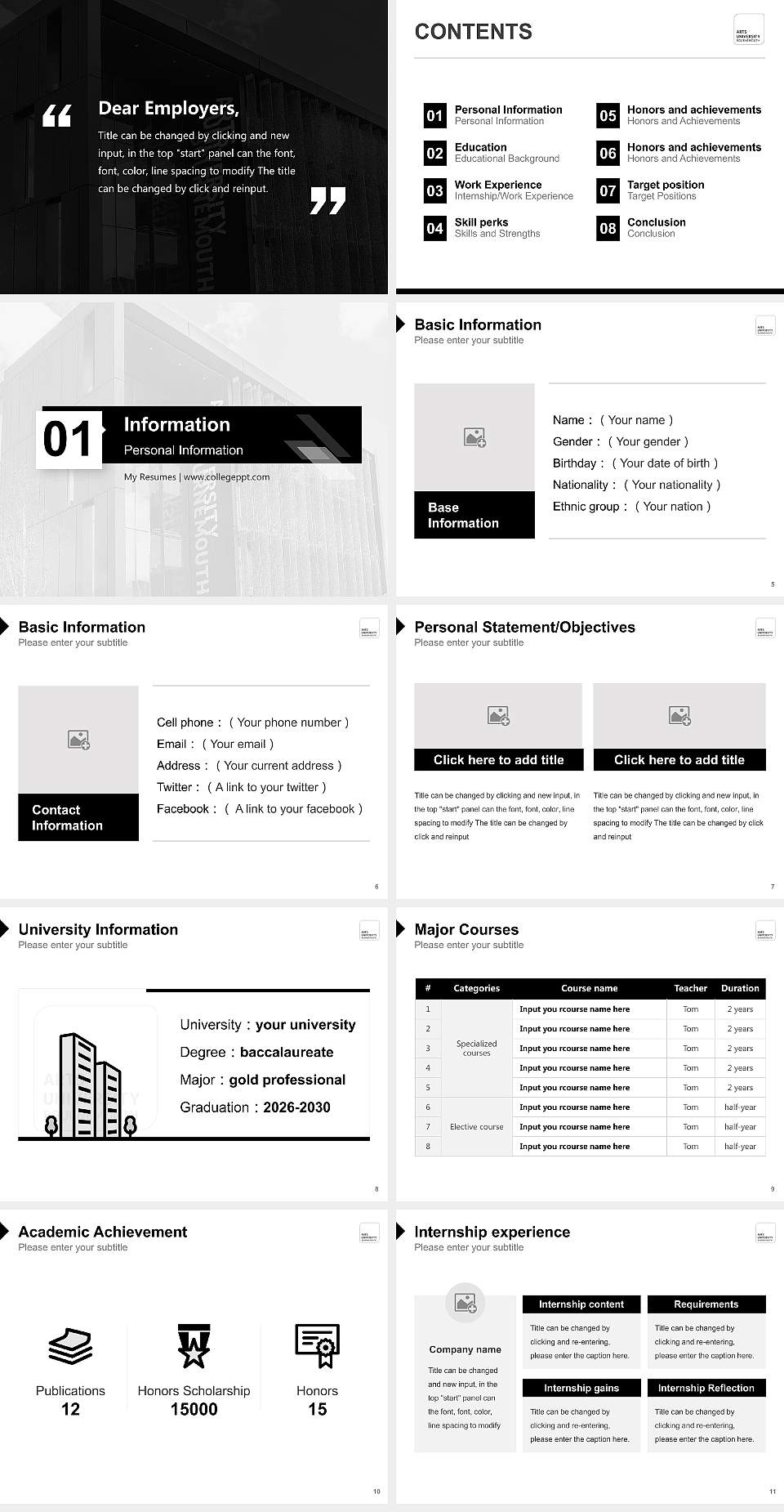 Arts University Bournemouth Resume PPT Template4:3 ratio PPT effect preview image2