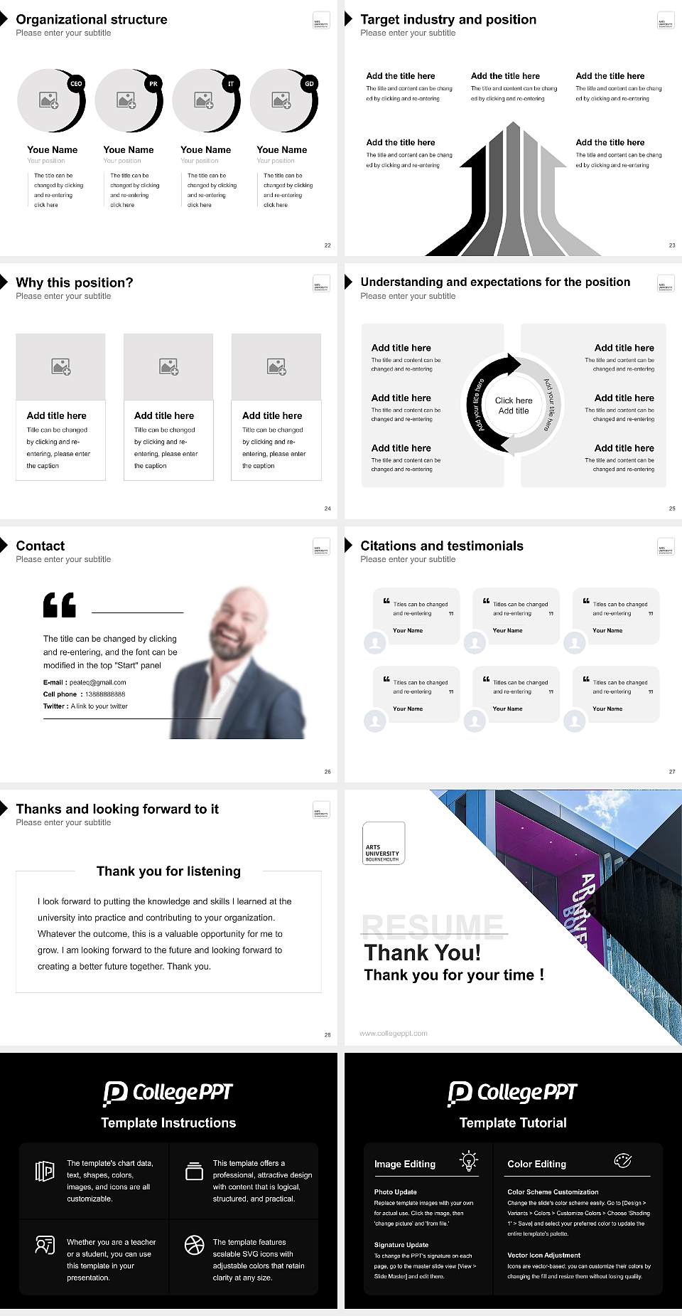 Arts University Bournemouth Resume PPT Template4:3 ratio PPT effect preview image4