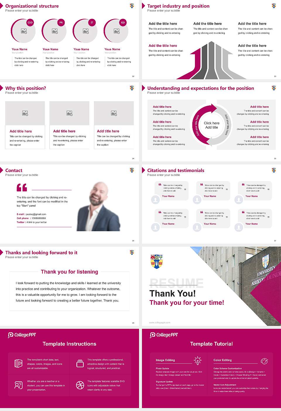 Abertay University Resume PPT Template16:9 ratio PPT effect preview image4