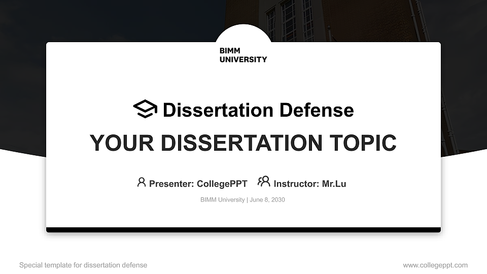 BIMM University Graduation Thesis Defense PPT Template_Slide preview image1