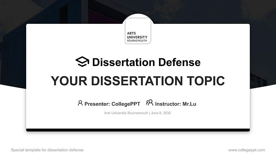 Arts University Bournemouth Graduation Thesis Defense PPT Template16:9 ratio PPT effect preview image1