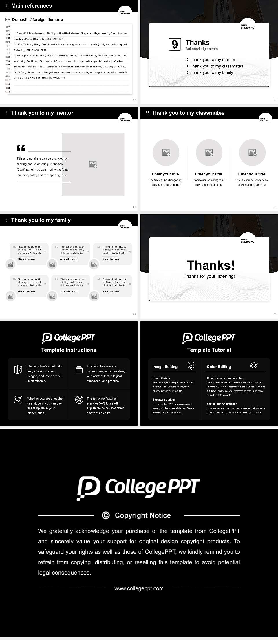 BIMM University Graduation Thesis Defense PPT Template4:3 ratio PPT effect preview image7