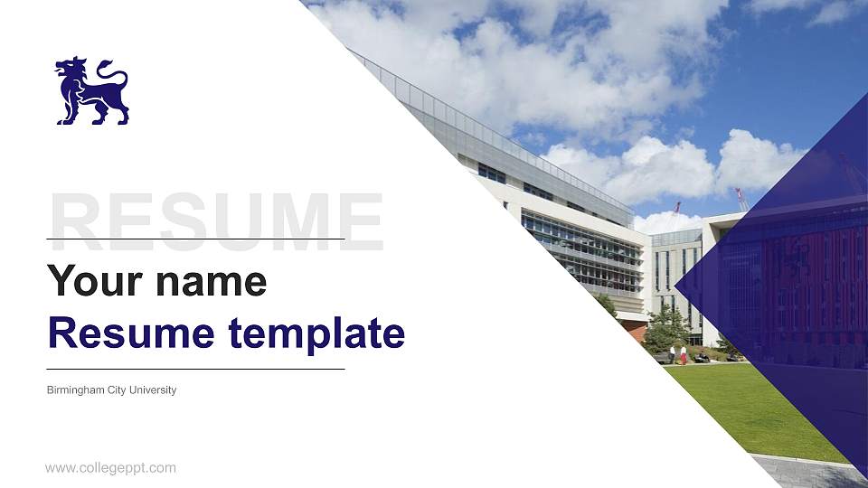 Birmingham City University Resume PPT Template16:9 ratio PPT effect preview image1