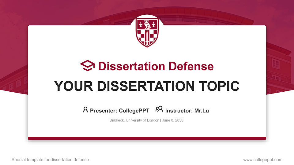 Birkbeck, University of London Graduation Thesis Defense PPT Template_Slide preview image1