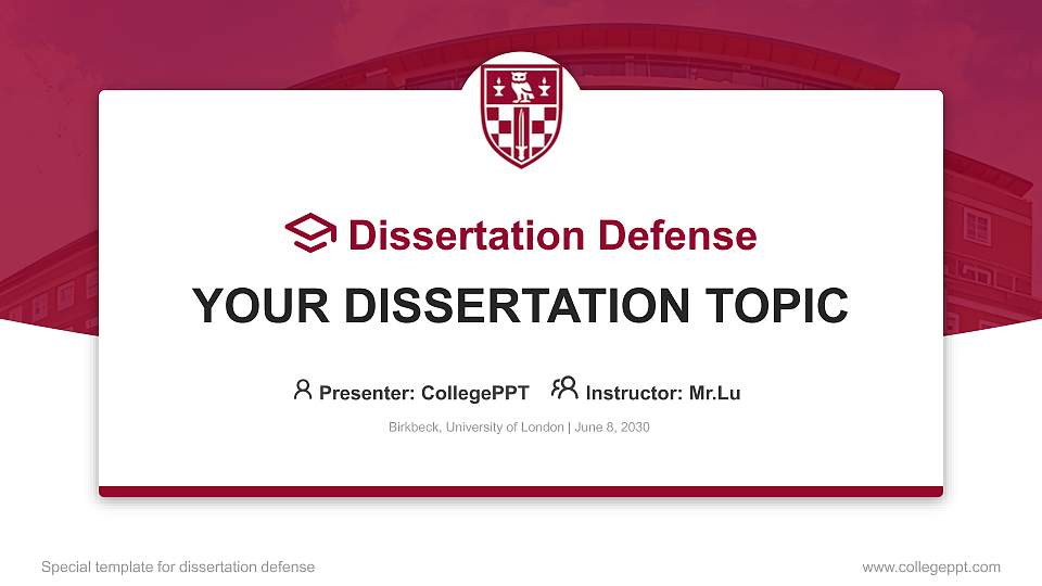 Birkbeck, University of London Graduation Thesis Defense PPT Template16:9 ratio PPT effect preview image