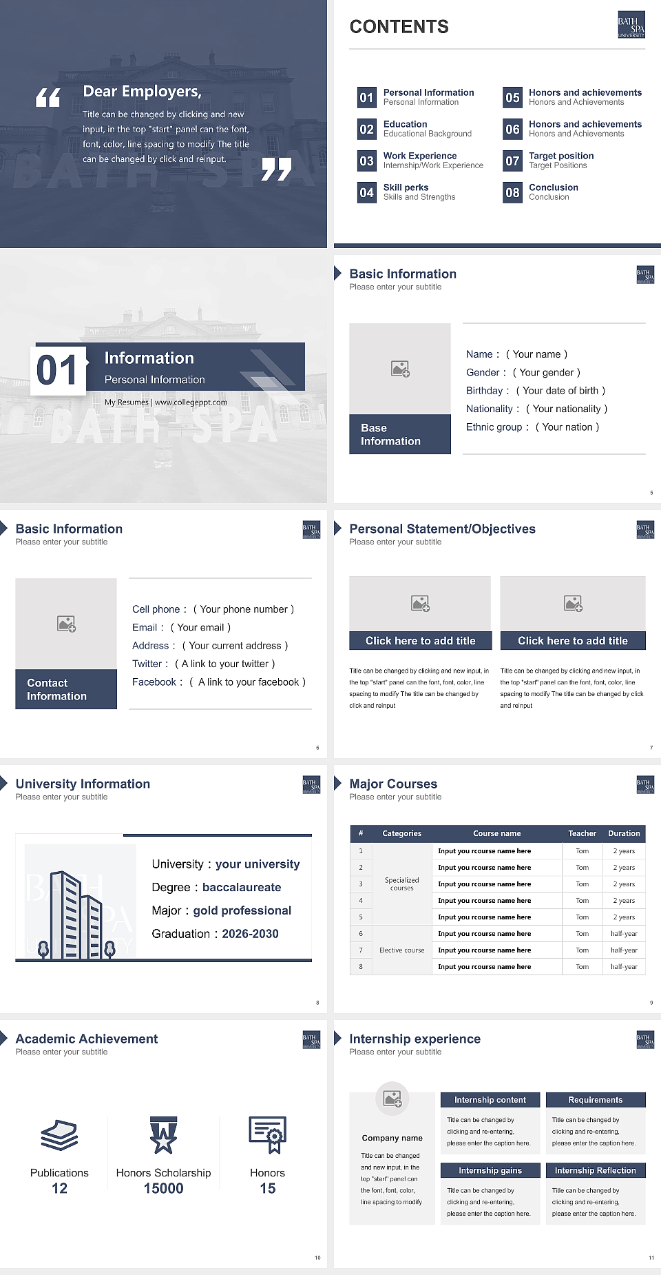 Bath Spa University Resume PPT Template_Slide preview image2